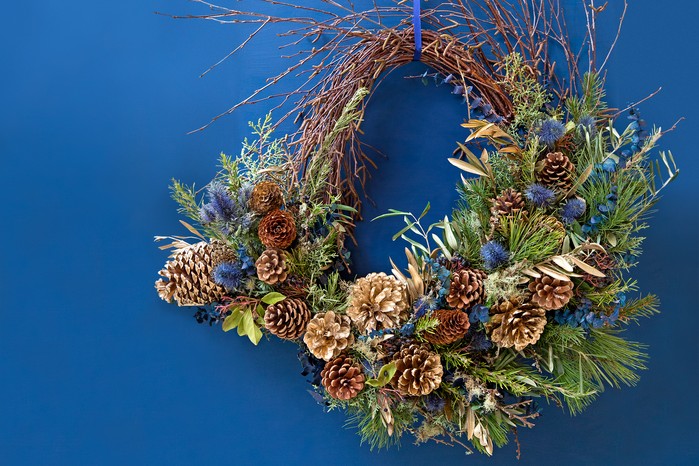 Blue, gold and green Christmas wreath Blue, gold and green Christmas wreath